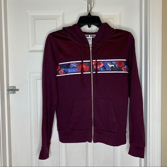 PINK Victoria's Secret Tops - PINK VS Hawaiian Floral Zip up Hoodie Size XS